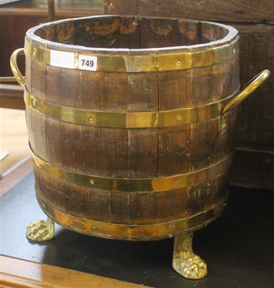 Brass bound barrel log bin